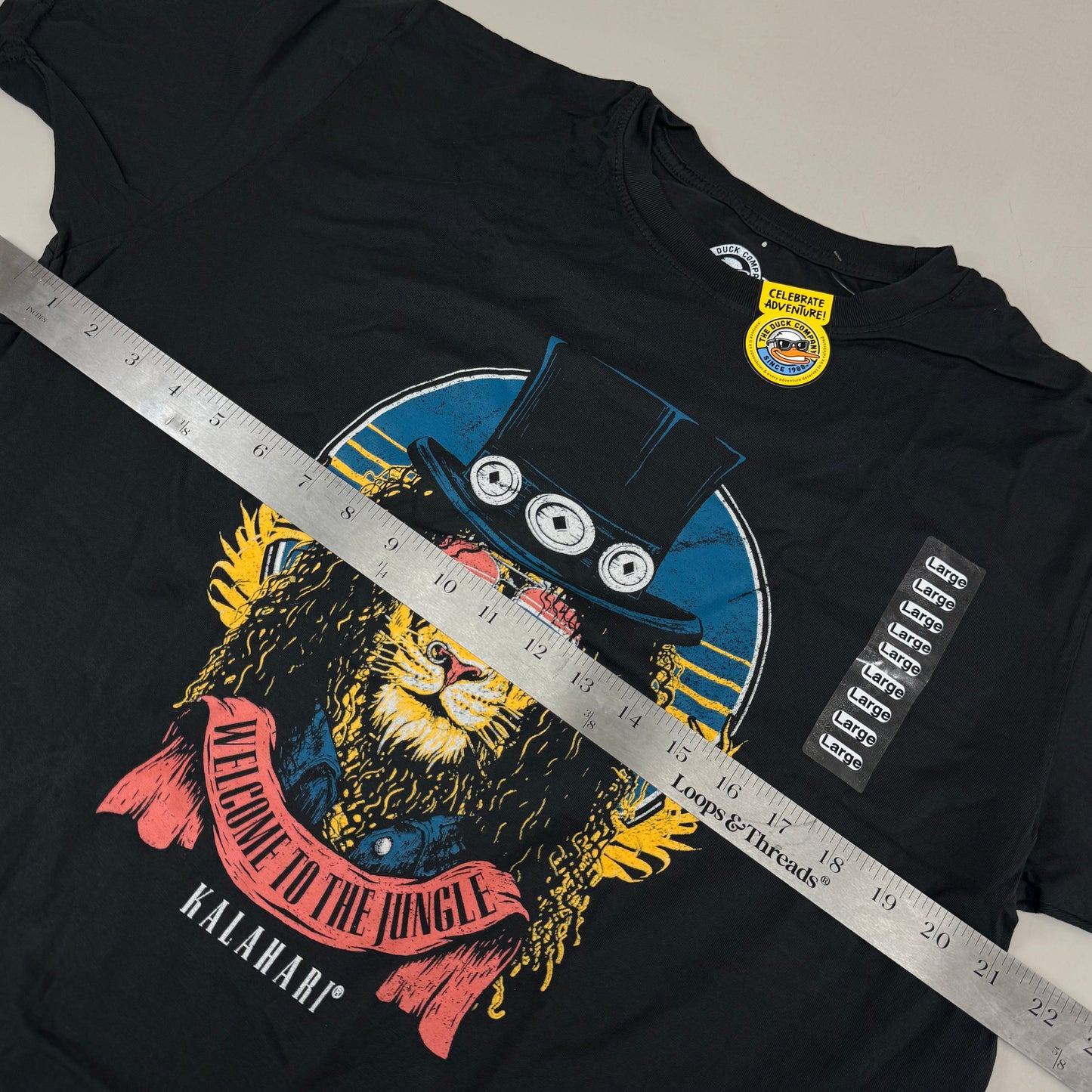 THE DUCK COMPANY Welcome To The Jungle Kalahari T-Shirt Adult Large Black,Blue,Yellow