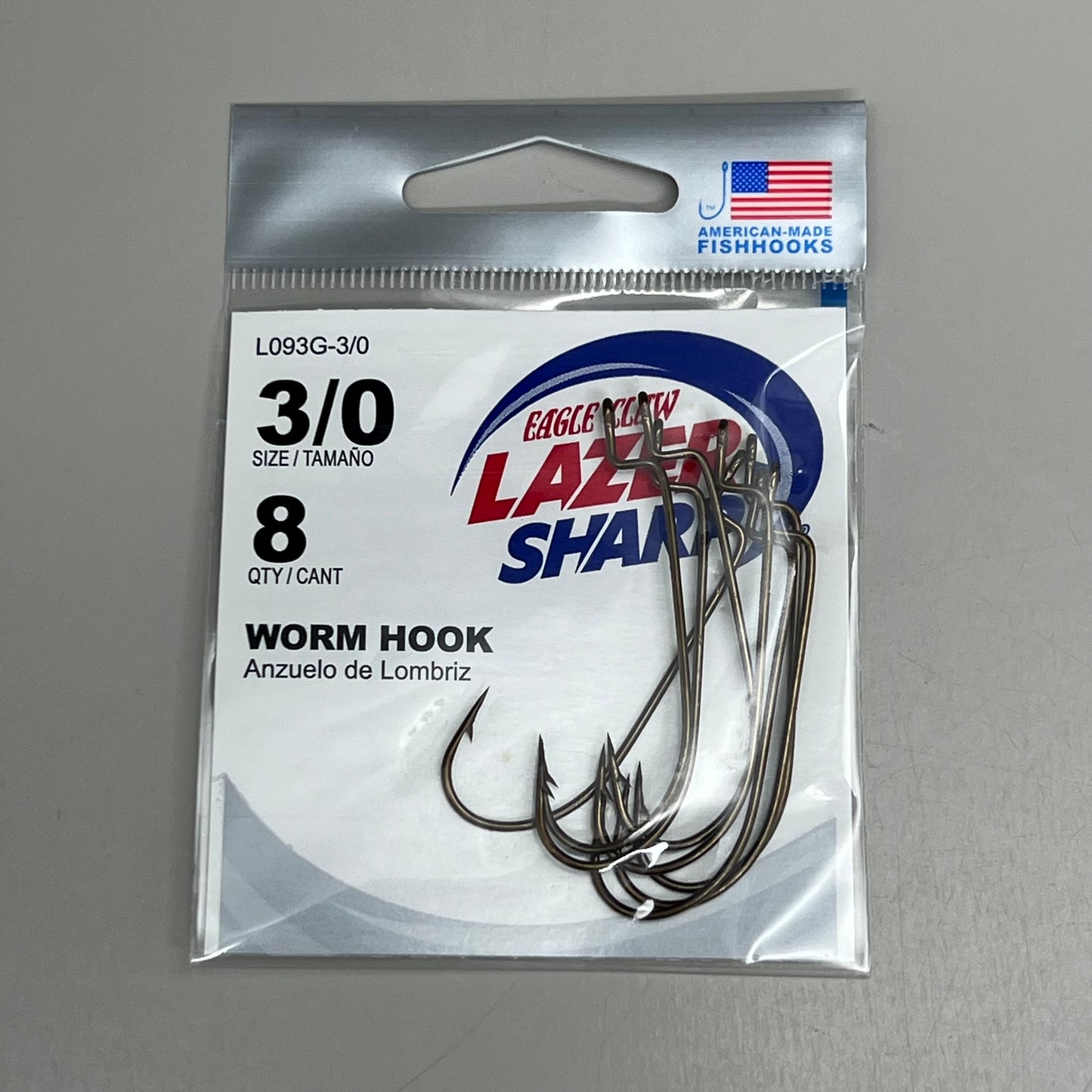 EAGLE CLAW (5 PACK) High Carbon Steel Worm Hook Bronze #3/0 8pc L093G-3/0