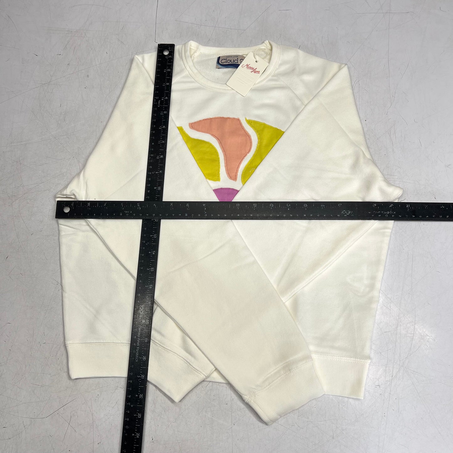 CLOUD 9 Terry Sweatshirt California Inspired  Women's Sz S Antique White