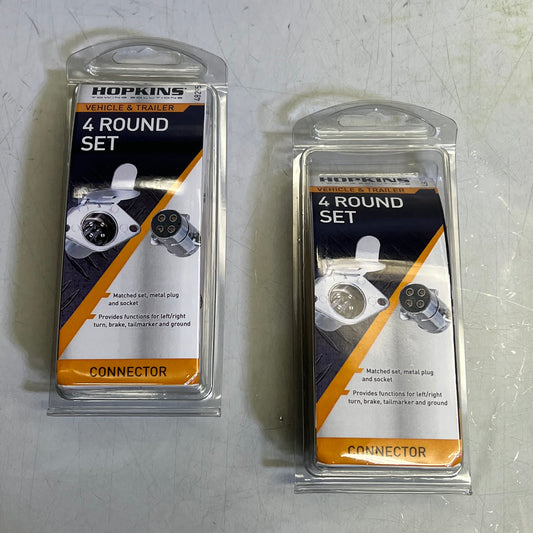 HOPKINS (2 PACK) 4 Round Set Die Cast Zinc Connectors Chrome/Silver 48295