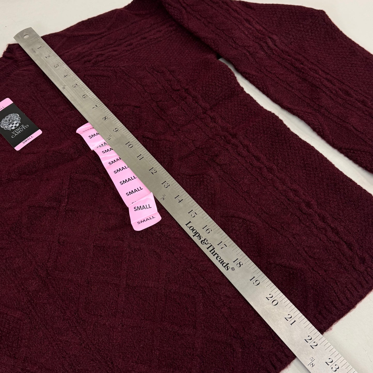 VINCE CAMUTO Cable Knit Sweater Women's Sz-S Wine SC2895