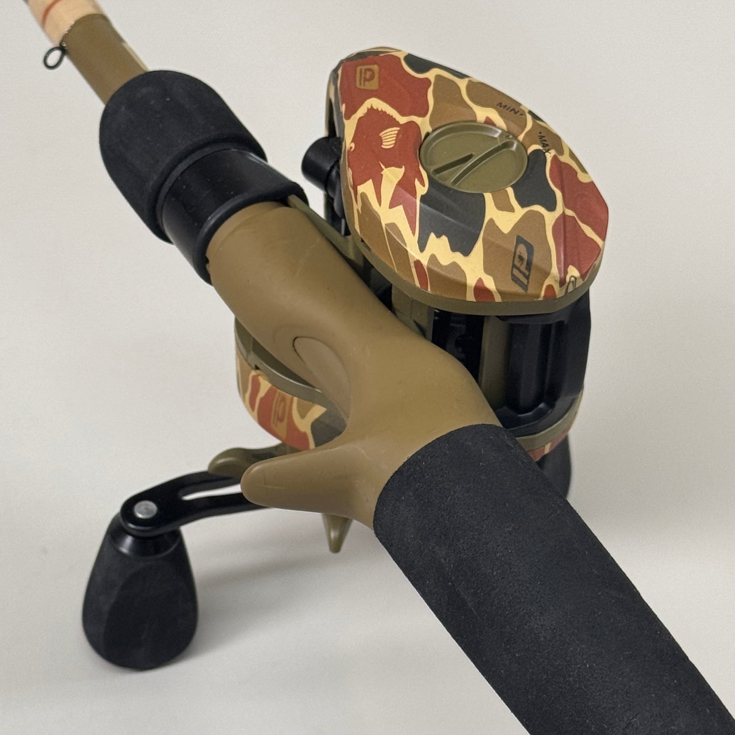 PROFISHIENCY Retro Bait Cast Camo Fishing Rod Combo 7ft Brown RETROGBC