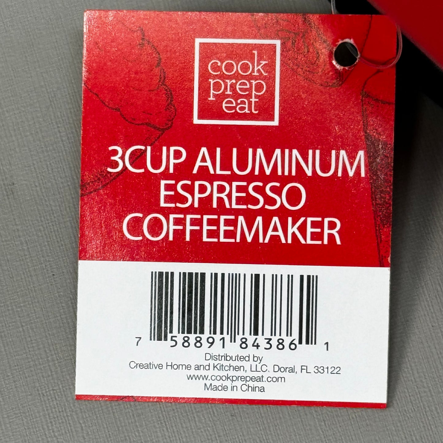 COOK PREP EAT (3 PACK) Aluminum Espresso Coffee Stay Cool Handle 3 Cup Red 33122