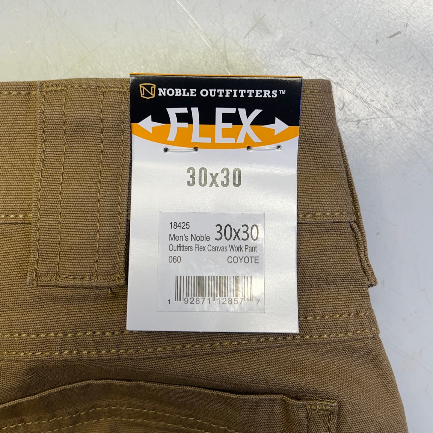 NOBLE OUTFITTERS Flex Stretch Canvas Work Pant Men's Sz 30x30 Coyote 18425