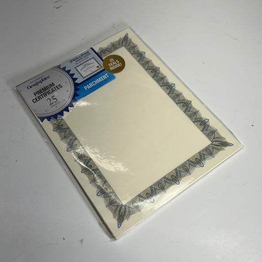 GEOGRAPHICS (4 PACK, 25 SHEETS EACH) Gold Seal Parchment Certificates 8.5"x11"