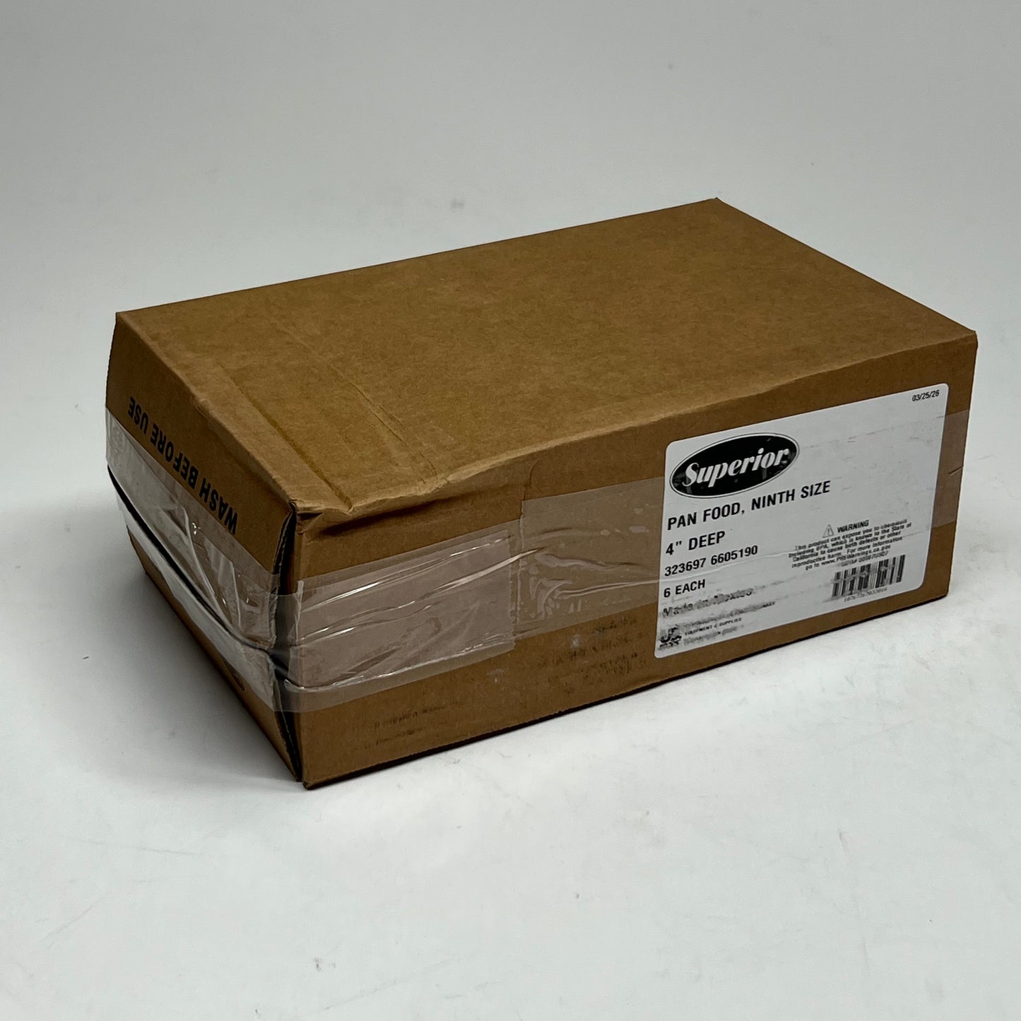 SUPERIOR (6 PACK) Pan Food, Sixth Size 6" Deep 323680