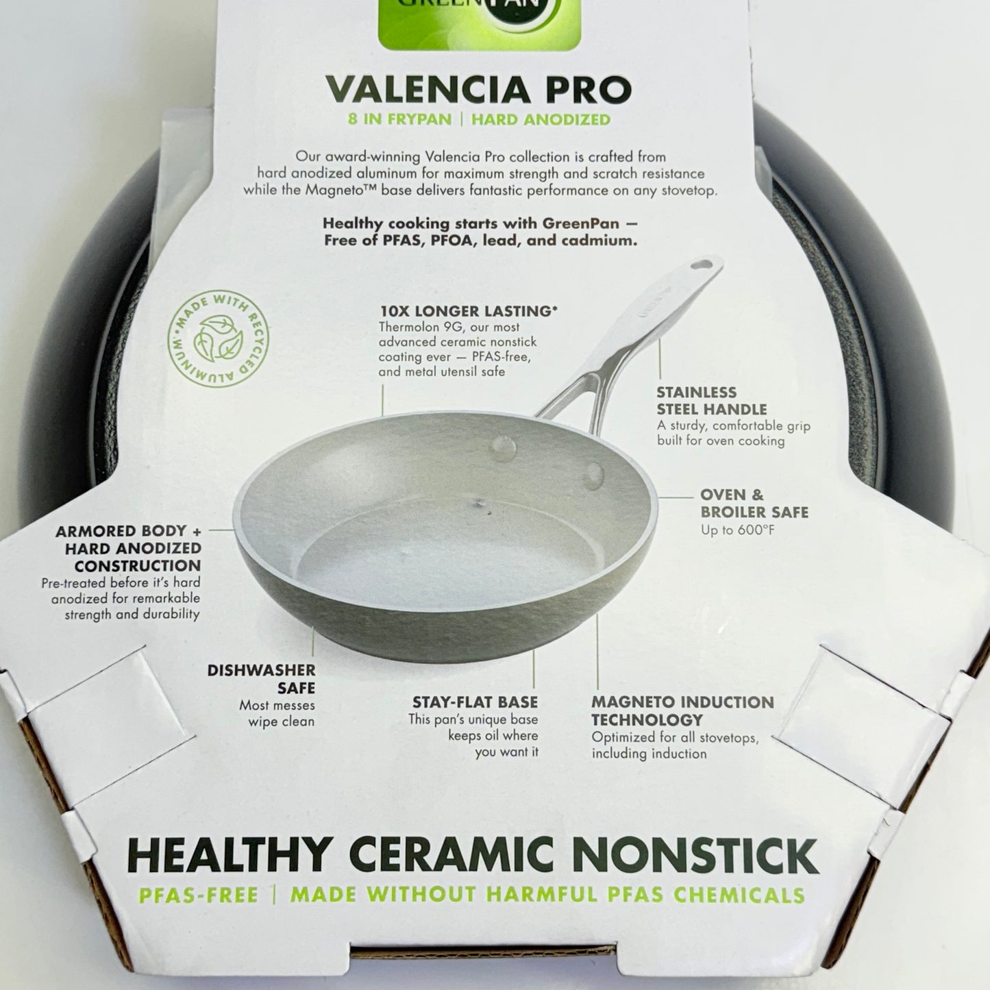 THE ORIGINAL GREEN PAN Valencia Pro 8" Frypan Ceramic Nonstick Gray PFAS Free