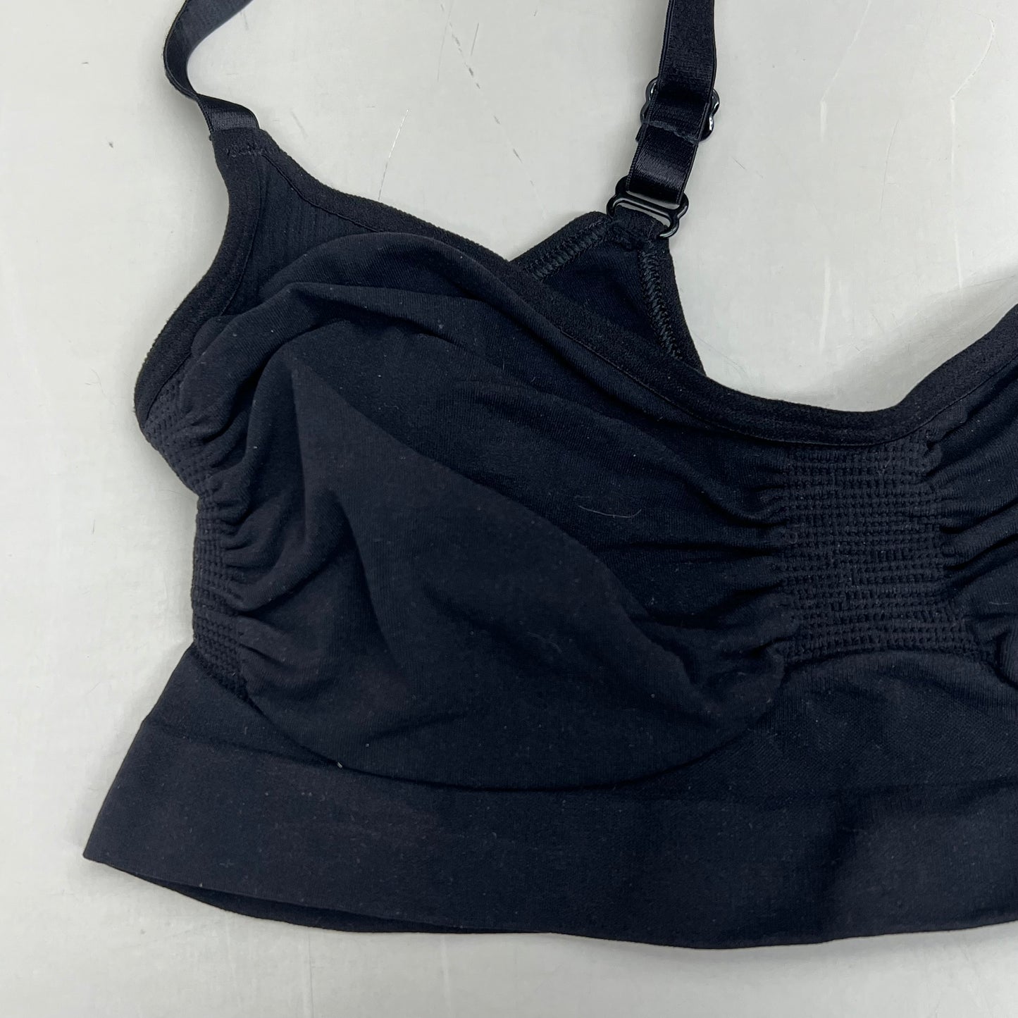 SKIMS Strong Support Seamless Sculpt Bralette Pique Stitching Women's Sz L Onyx