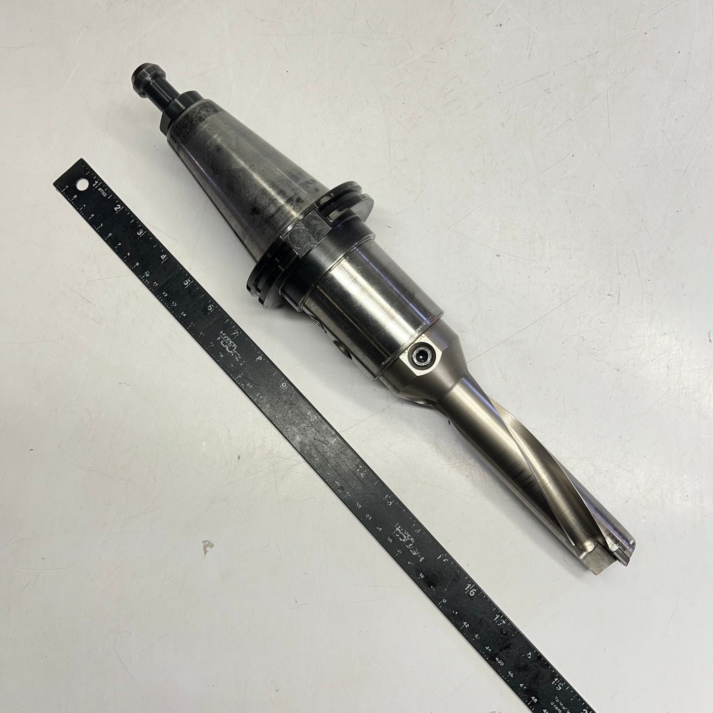 End Mill Tool Holder W/ Ingersoll Quad Drill ~ 1.375" Dia Q0349140N6R02  (Used)