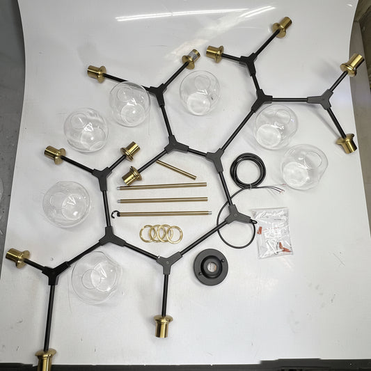 ARTCRAFT Modern Multi Direction Chandelier & Hardware 9 Globe 56"x32" Black/Gold