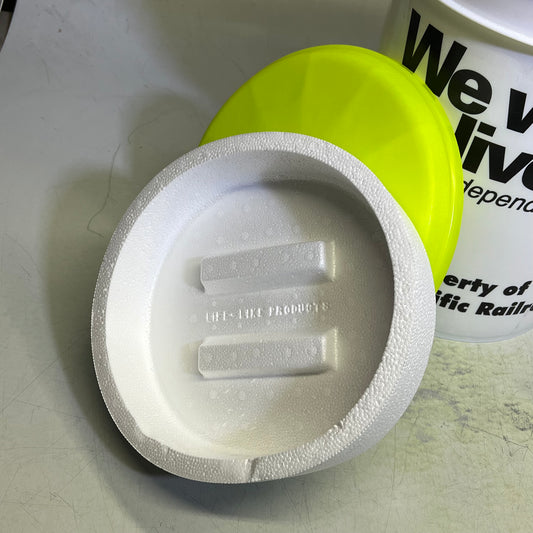 ZA@ UNION PACIFIC RAILROAD Ice Bucket Foam Lining & Lid W/ Plastic Lid Layer 6 Gal White/Black/Yellow