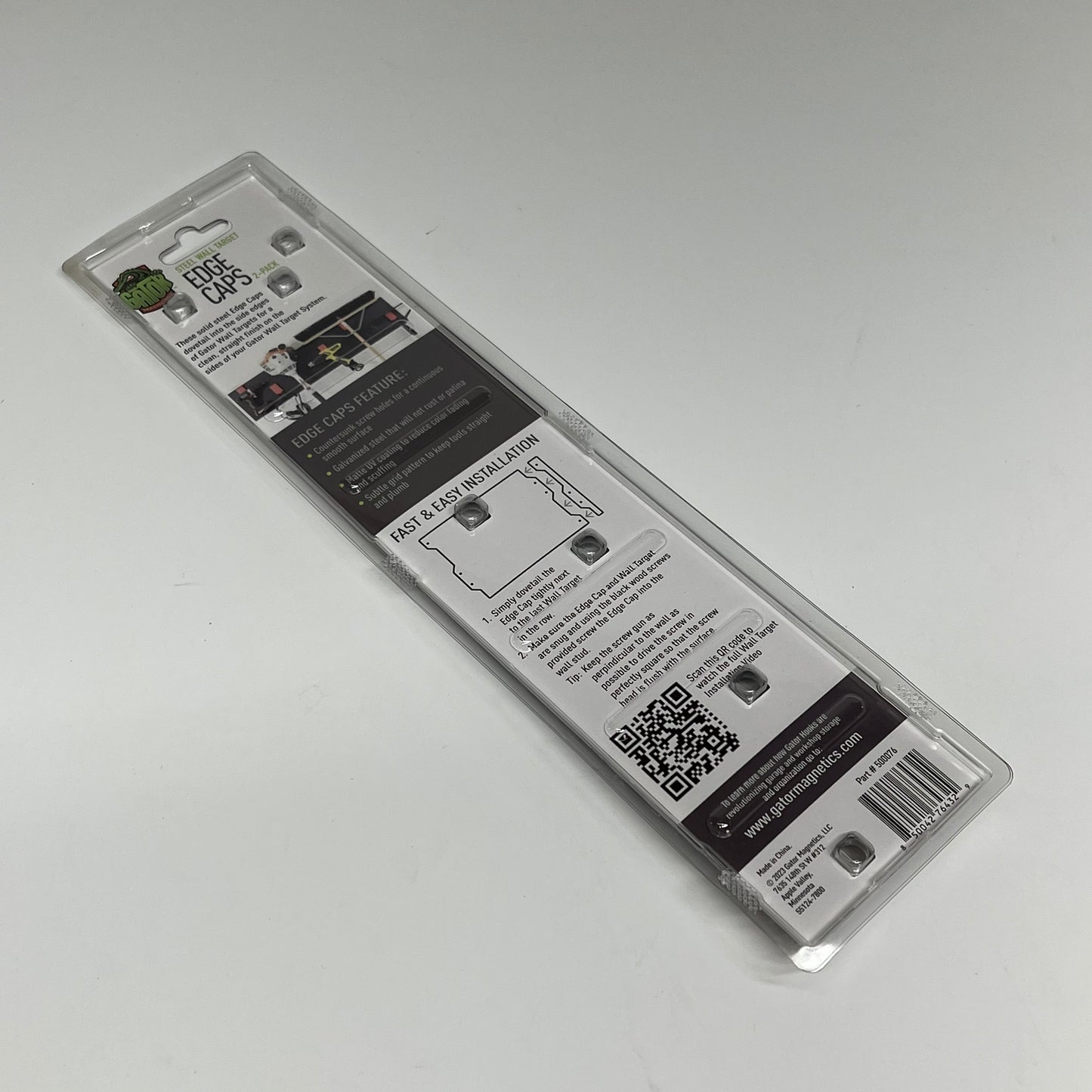 GATOR (2 PACK) Steel Edge Caps for Magnetic Wall 12”Hx1.5”Wx0.06”D Black 500076