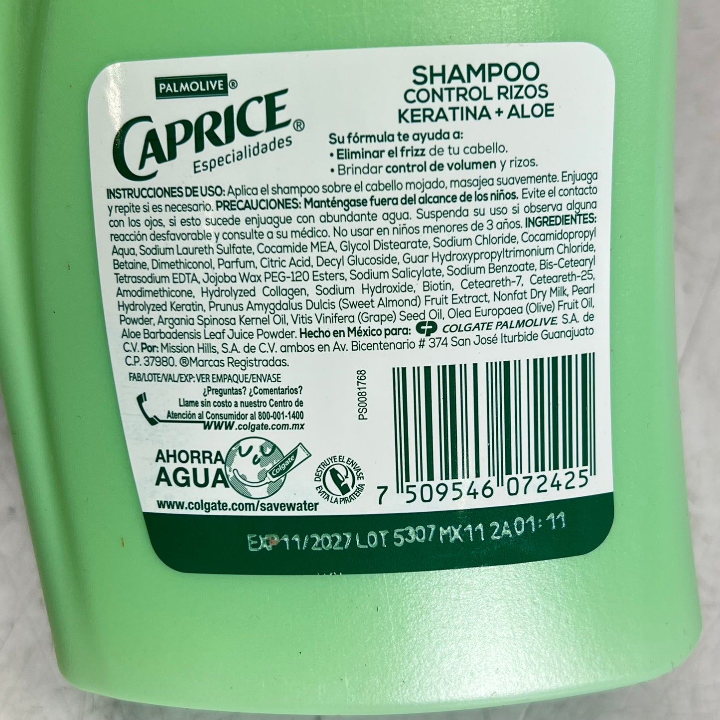 PALMOLIVE  (2 PACK) Caprice Control Rizos Keratina + Aloe Shampoo 750 mL