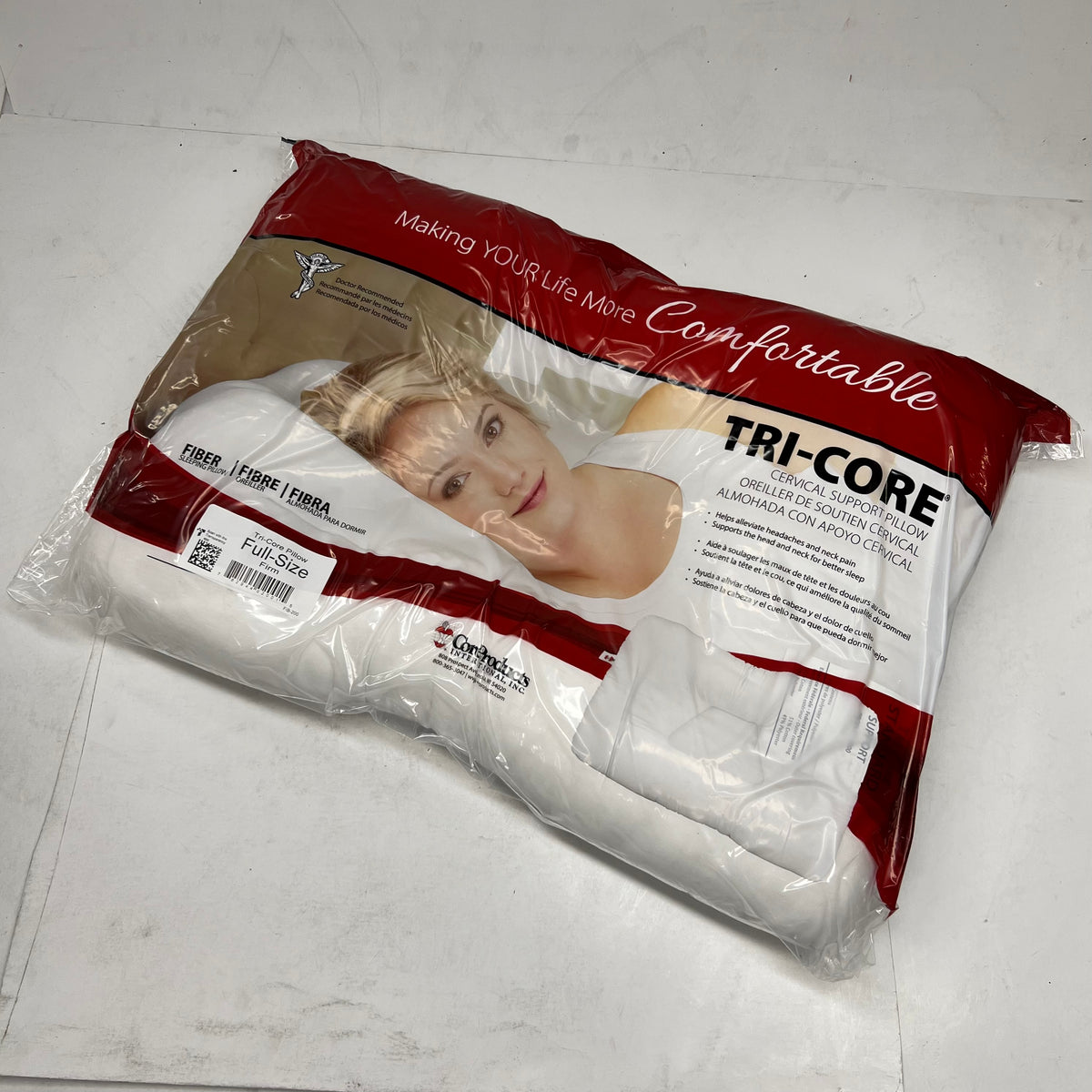 STERLING Tri-core Cervical Support Pillow - Full Size Firm White FIB-200