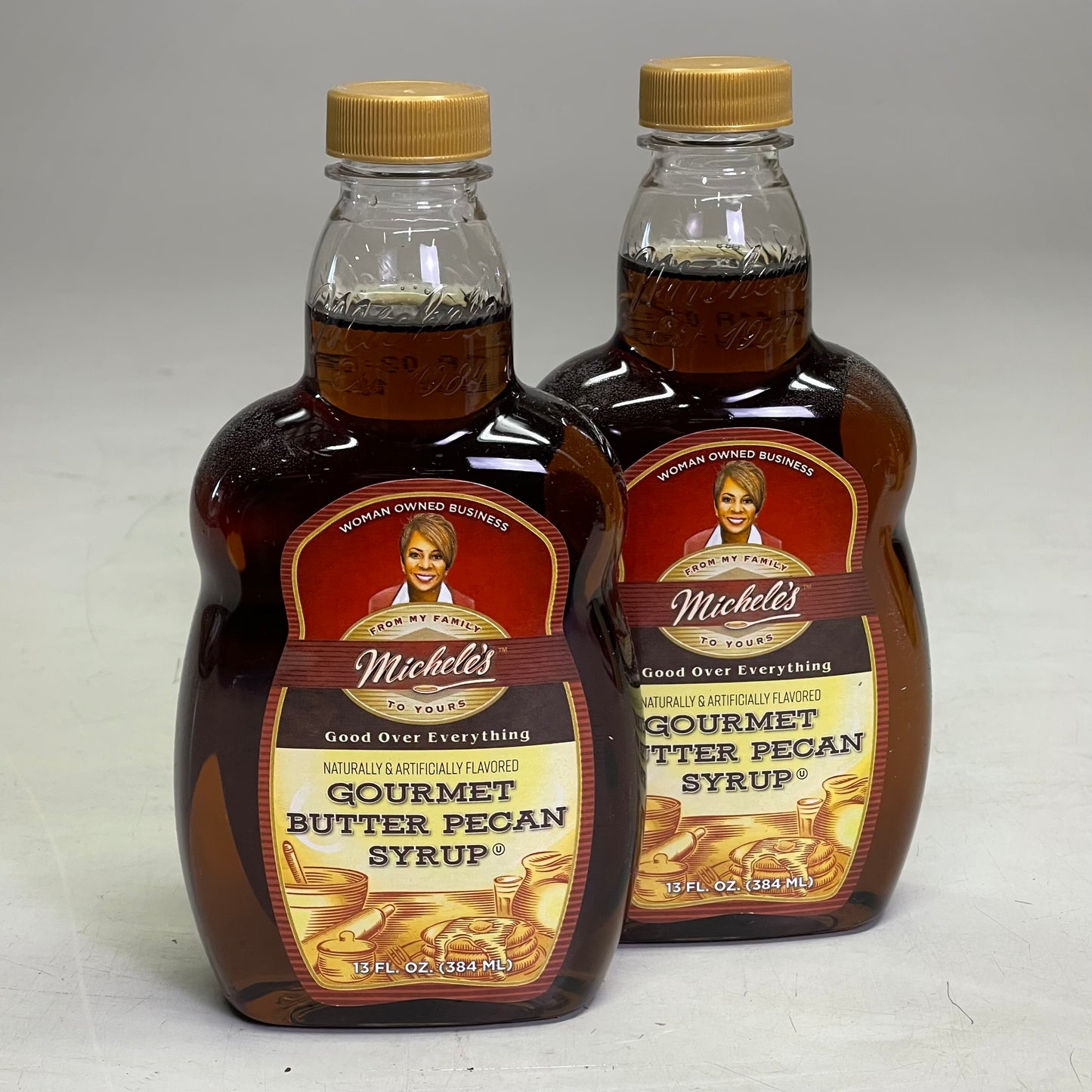 MICHELE'S (2 PACK) Gourmet Butter Pecan Pancake Syrup 13 fl oz Each BB 10/26