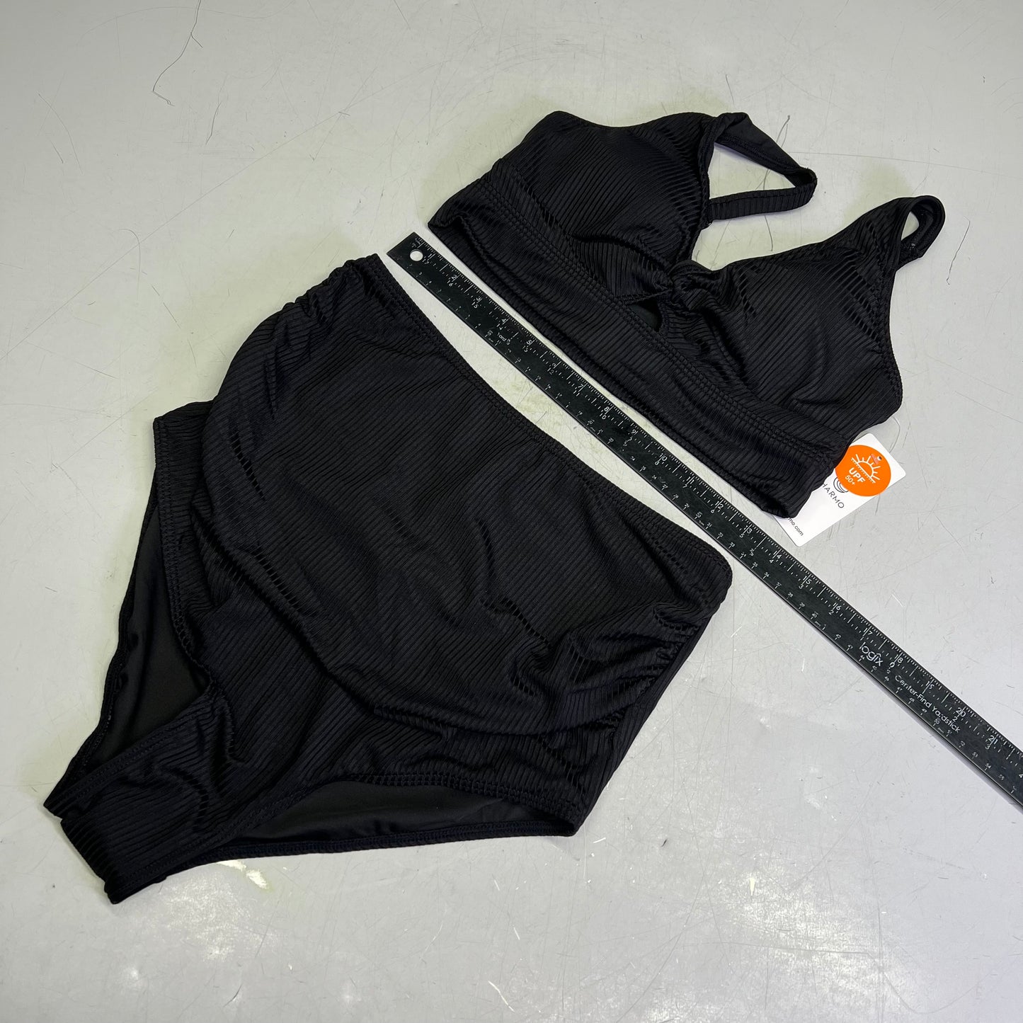 CHARMO V Neck Wide Strap Ribbed Pregnancy Bikini Swimsuit Women's Sz M Black