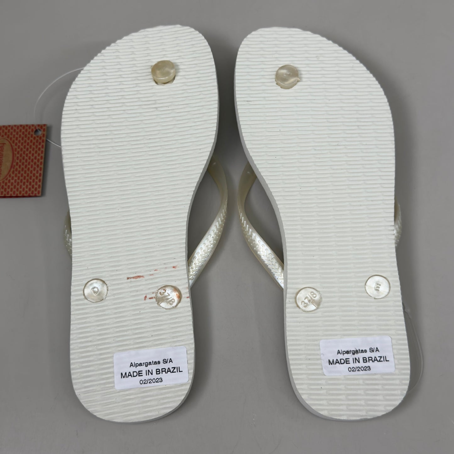 ZA@ HAVAIANAS High Quality Rubber Slim Flip Flops Non-Slip Women's 7/8 White 400030 B