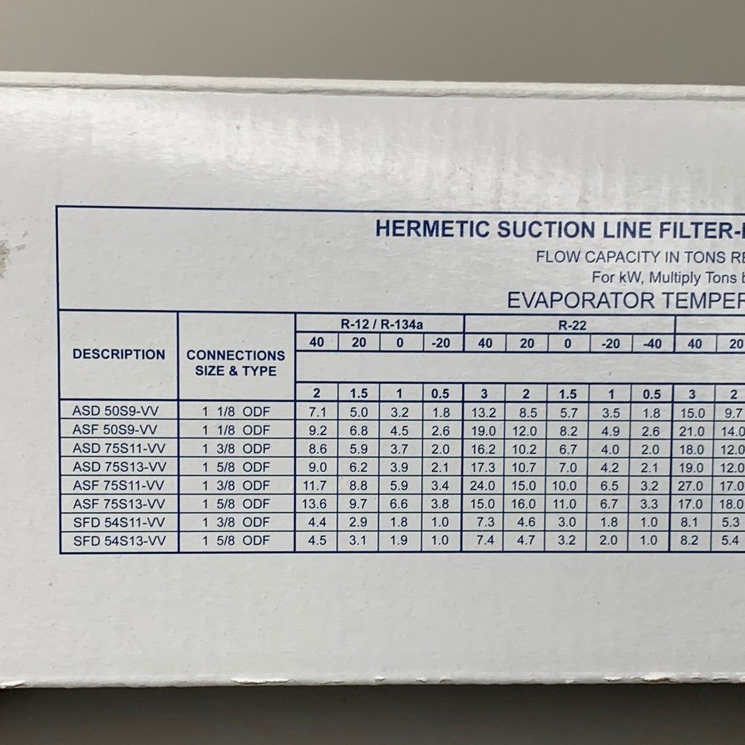 EMERSON Suction Line Filter Drier 50S9VV ASF 1-1/8" ODF Solder 049183