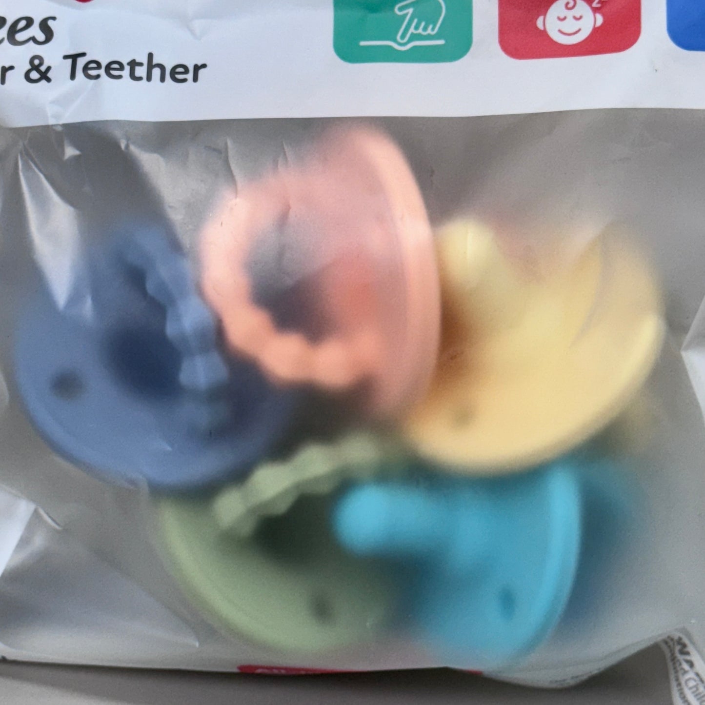 NUBYS (2 PACK, 10 TOTAL) Silicone Softees Pacifier Soothes Teething Boy Color