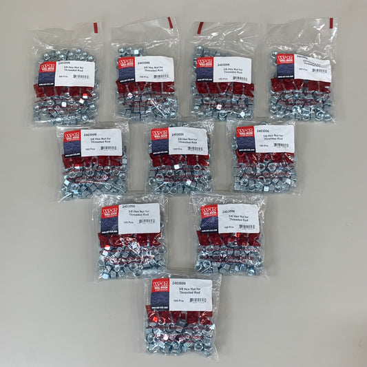 WAL-RICH CORPORATION (1000 PACK) Steel Hex Nut For Thread Rod  3/8" 2403006