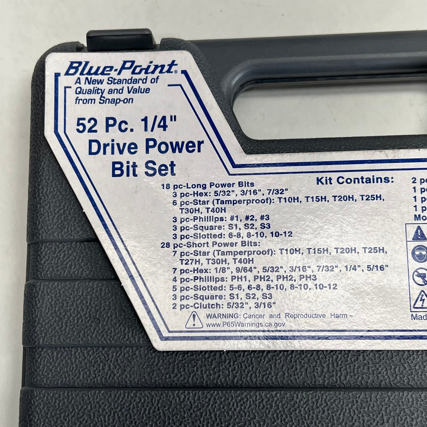 BLUE POINT Power Bit Set for Use W/ Snap on  52 pc 1/4"Drive YA52PBSQC