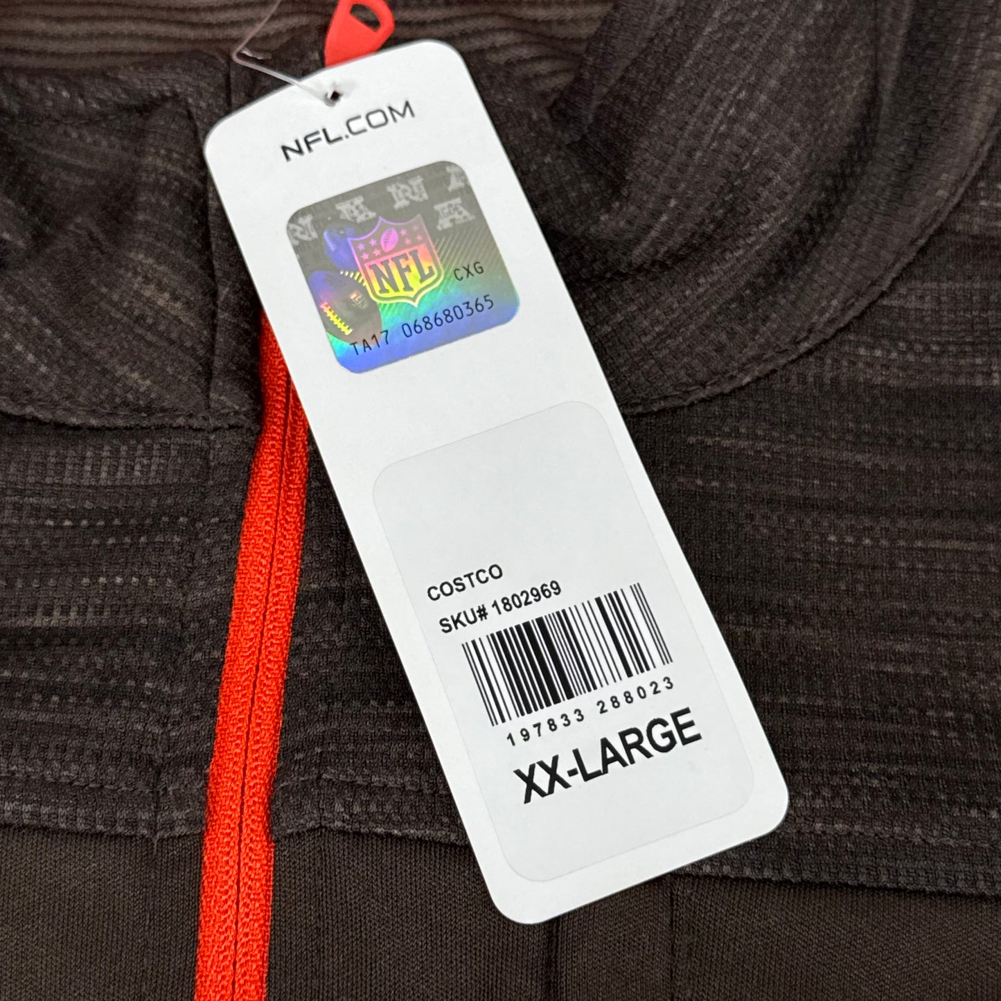 NFL Cleveland Browns Quarter Zip Pullover Shirt Long Sleeve XXL Brown 1802969