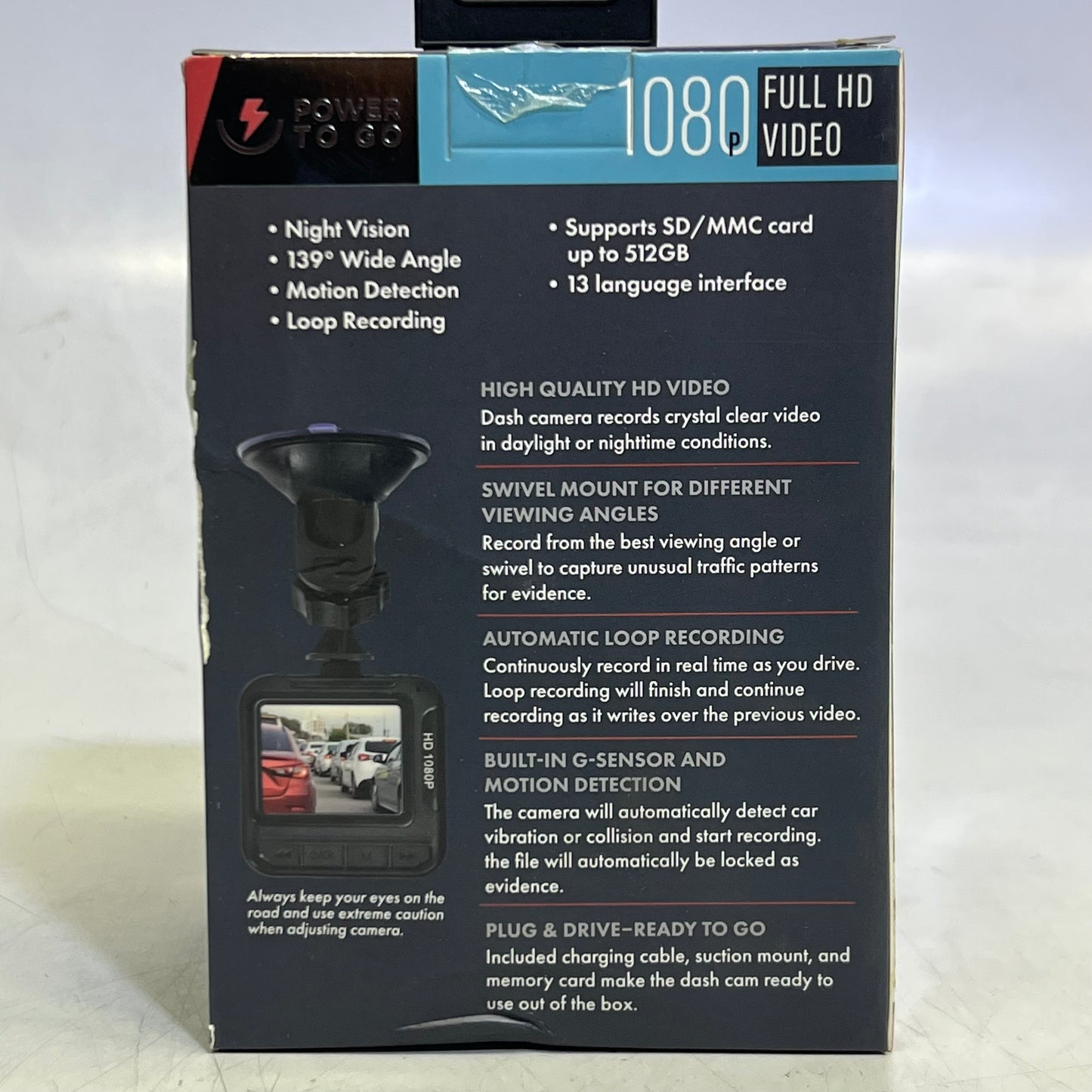 ZA@ POWER TO GO 1080p Full HD Video Dash Camera 1030151012 (New Other, Distressed Box)