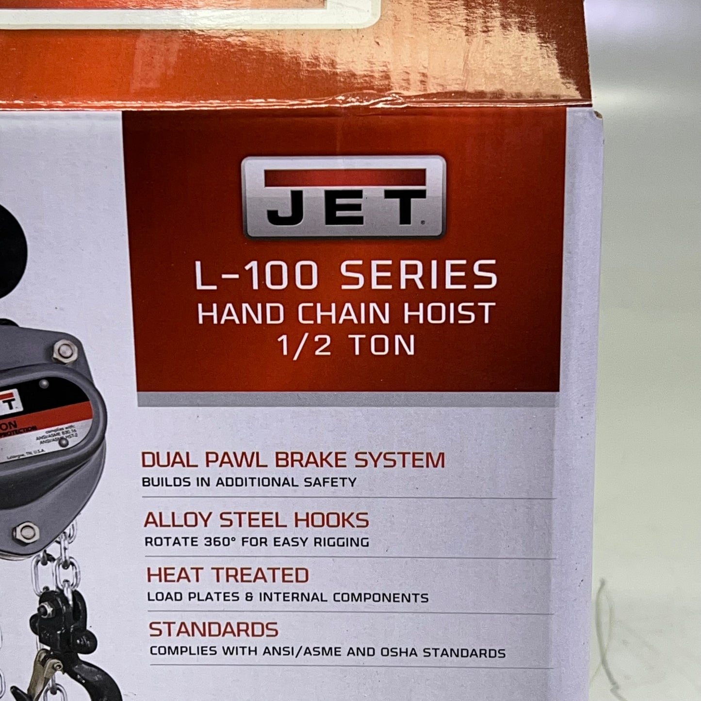 JET Chain Hand Hoist W/ Overload Protection 10ft - 1/2 Ton Chrome/Gray 100-50-10