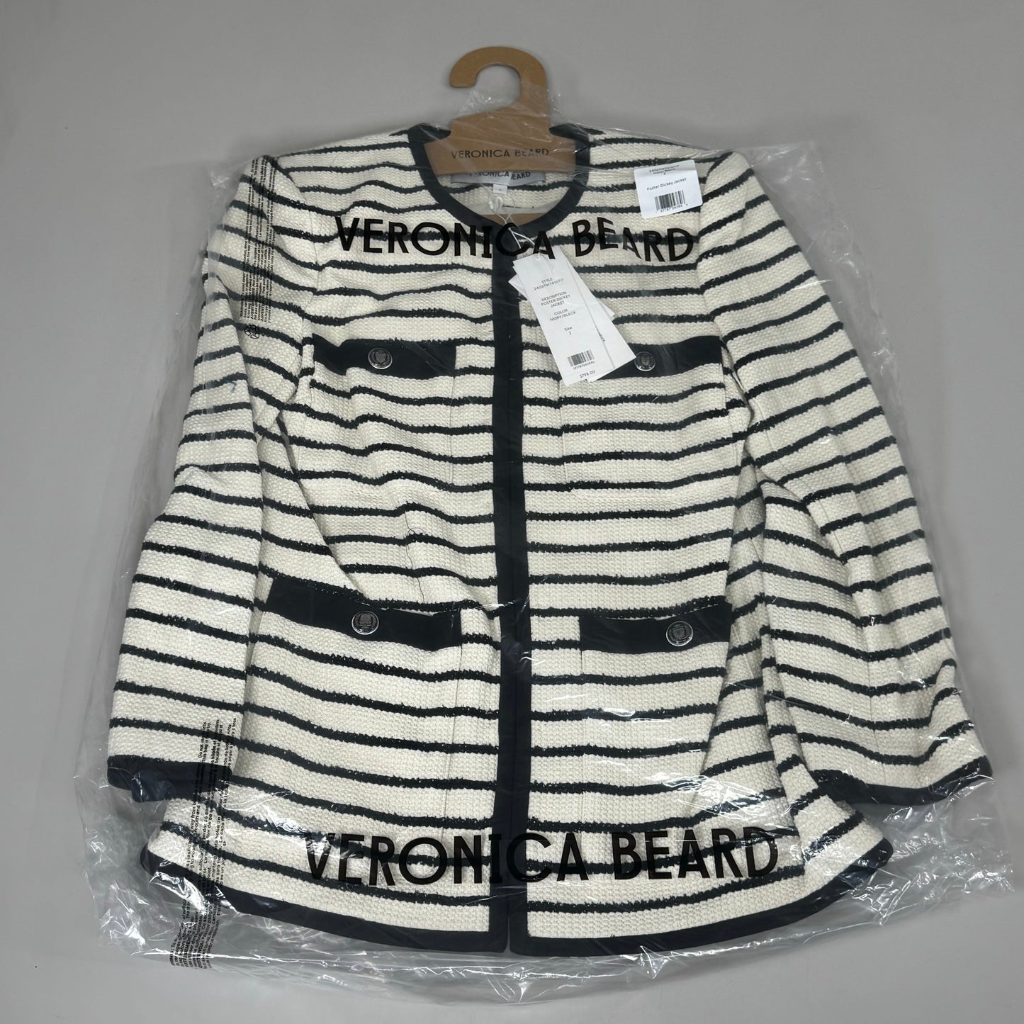 VERONICA BEARD Women's Foster Dickey Jacket Sz-2 Ivory/Black 2406TW7410717