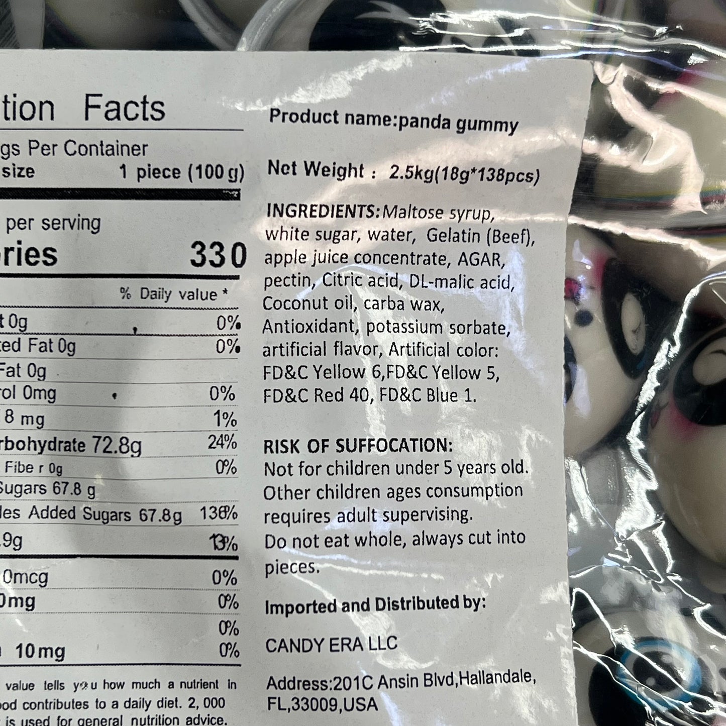 DEER DADA (5 LBS BAG) Individually Wrapped Filled Panda 3D Gummy's White BB 05/26