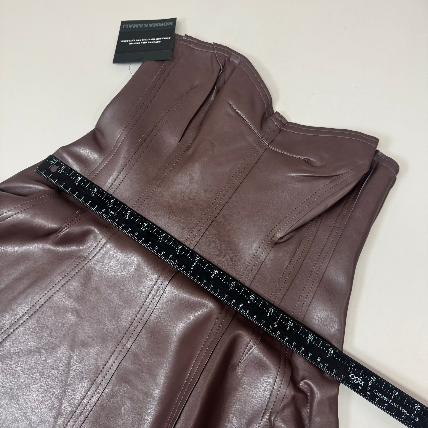 NORMA KAMALI Strapless Grace Mini Dress Unlined Women's Sz L/40 Chocolate