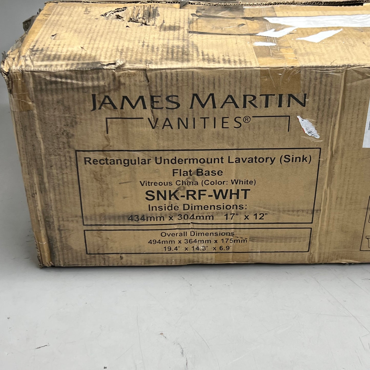 JAMES MARTIN VANITIES Rectangular Undermount Lavatory Sink Flat White SNK-RF-WHT