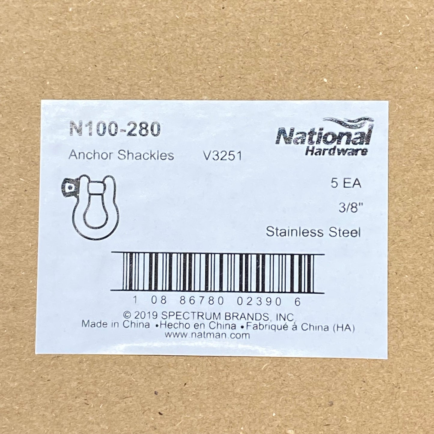 NATIONAL HARDWARE (5 Pack) Stainless Steel Anchor Shackle 3/8" N100-280