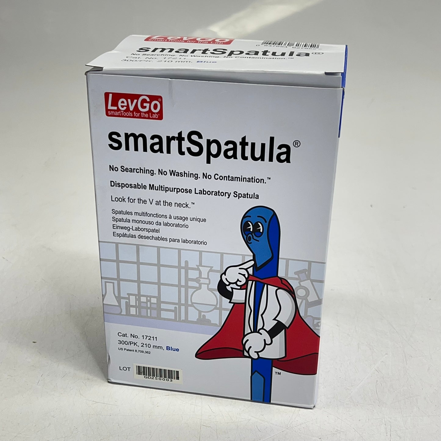LEV GO (300 PACK) Smart Spatula Disposable Polypropylene Lab Spatula Blue 17211