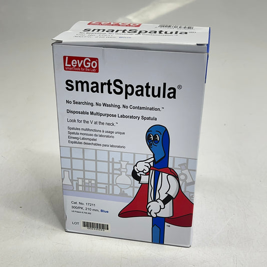 LEV GO (300 PACK) Smart Spatula Disposable Polypropylene Lab Spatula Blue 17211