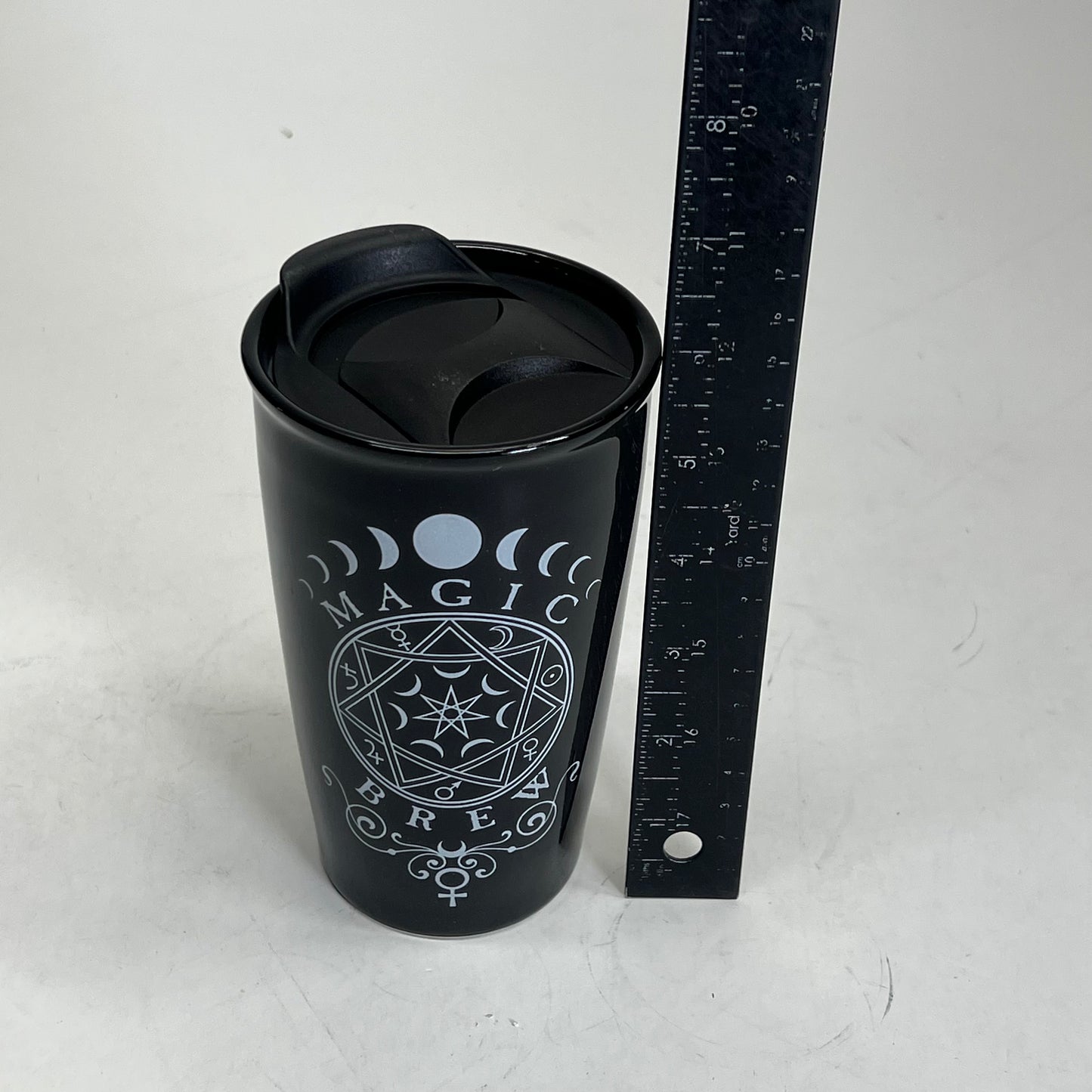 ALCHEMY Magic Brew Pagen Travel Mug Ceramic & Plastic 12oz Black MRDWM9