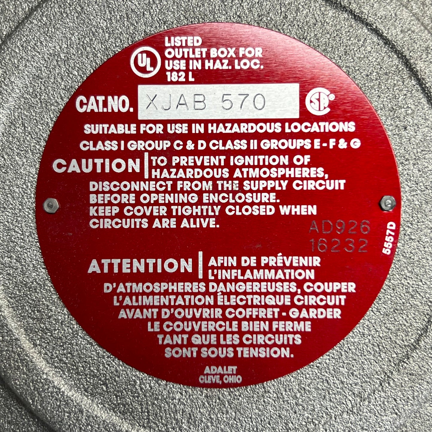 ADALET-PLM Explosion-proof Multi-hub Junction Box Sz 1-1/4" Steel XJAB-570