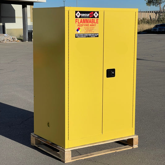 Z@ SECURALL Flammable Safety Storage Cabinet 90 Gal, 69” x 43” x 31” Yellow A190-C