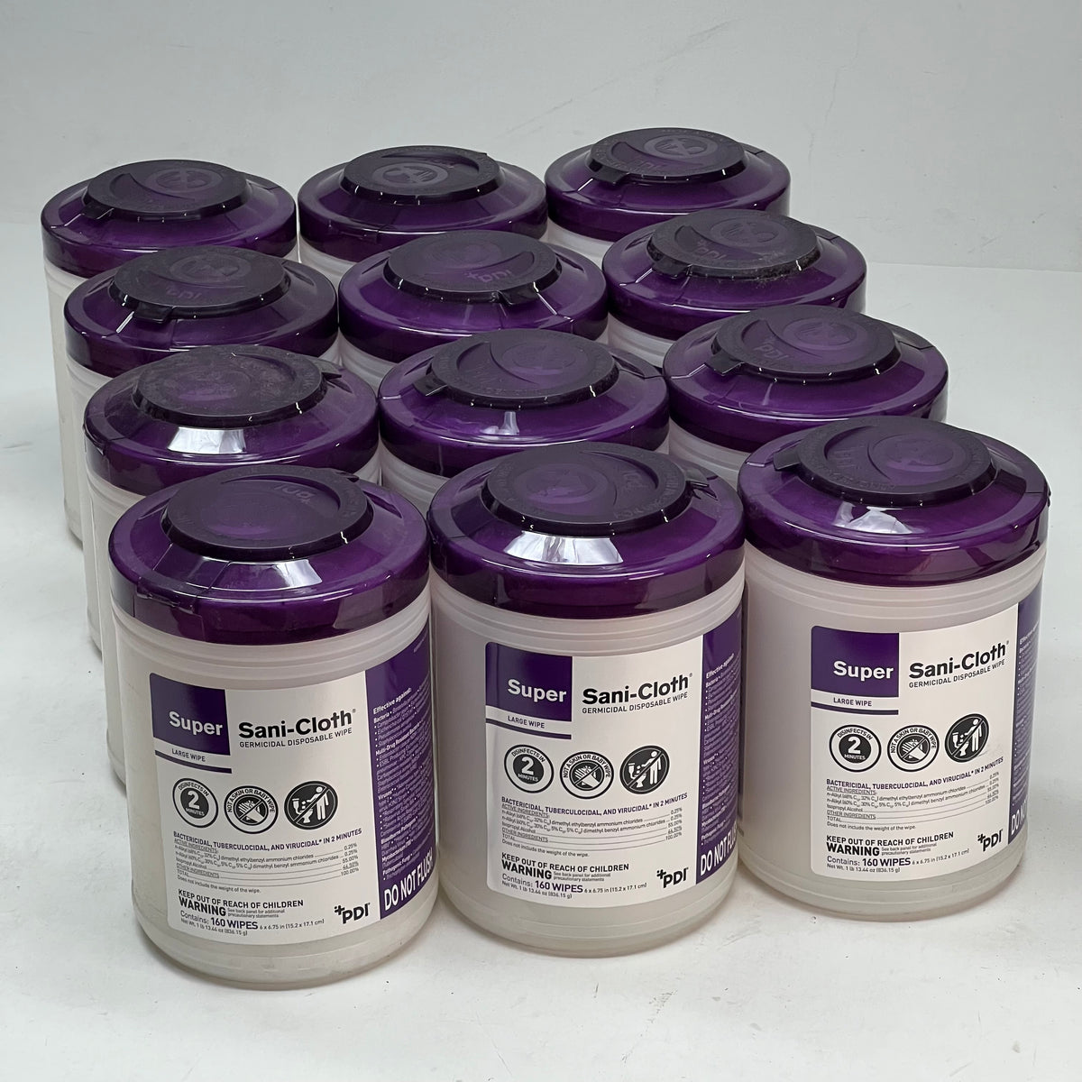PDI (12 PACK) Super Sani-Cloth Large Wipes 160ct Each BB 06/2028