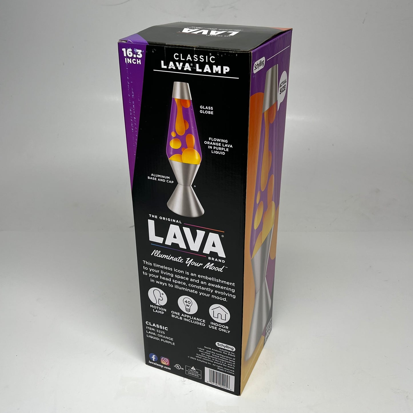 SCHYLING Classic Lava Lamp Illuminate Your Mood 16.3" Orange/Purple Silver Base