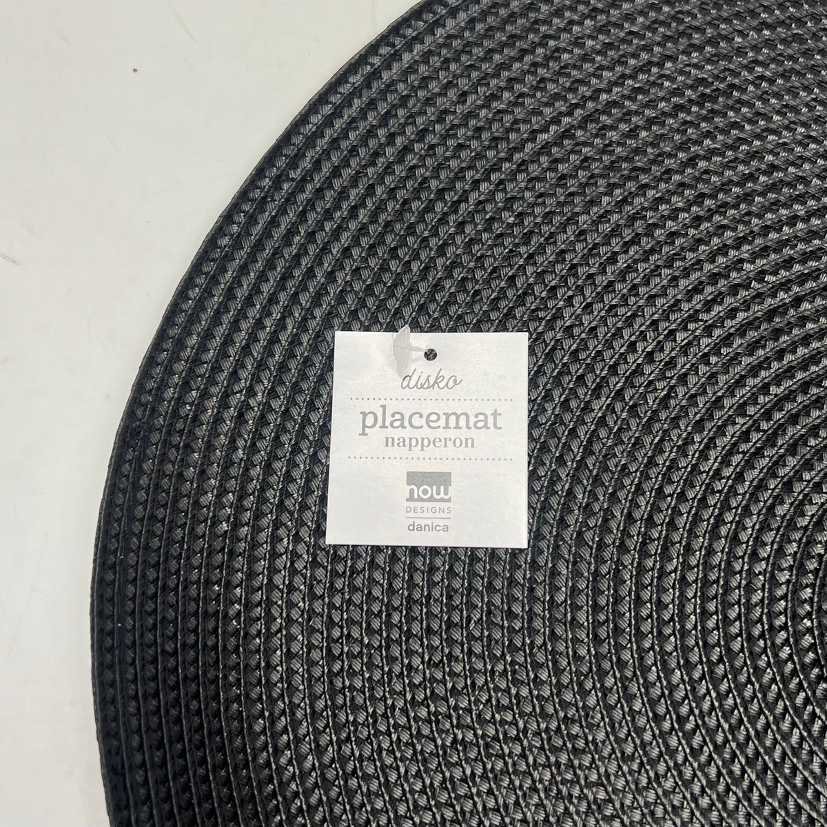 NOW DESIGNS (4 PACK) Disko Placemat 100% Woven Polypropylene 15" Dia Black