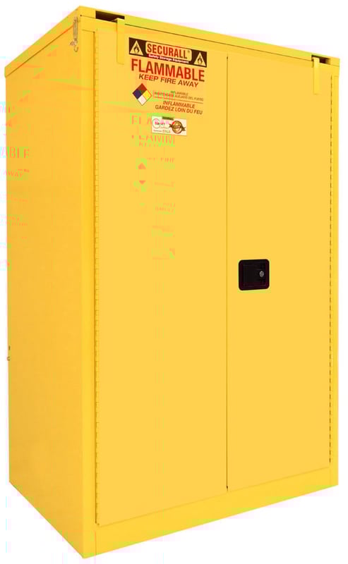 Z@ SECURALL Flammable Safety Storage Cabinet 90 Gal, 67” x 43” x 31” Yellow A390