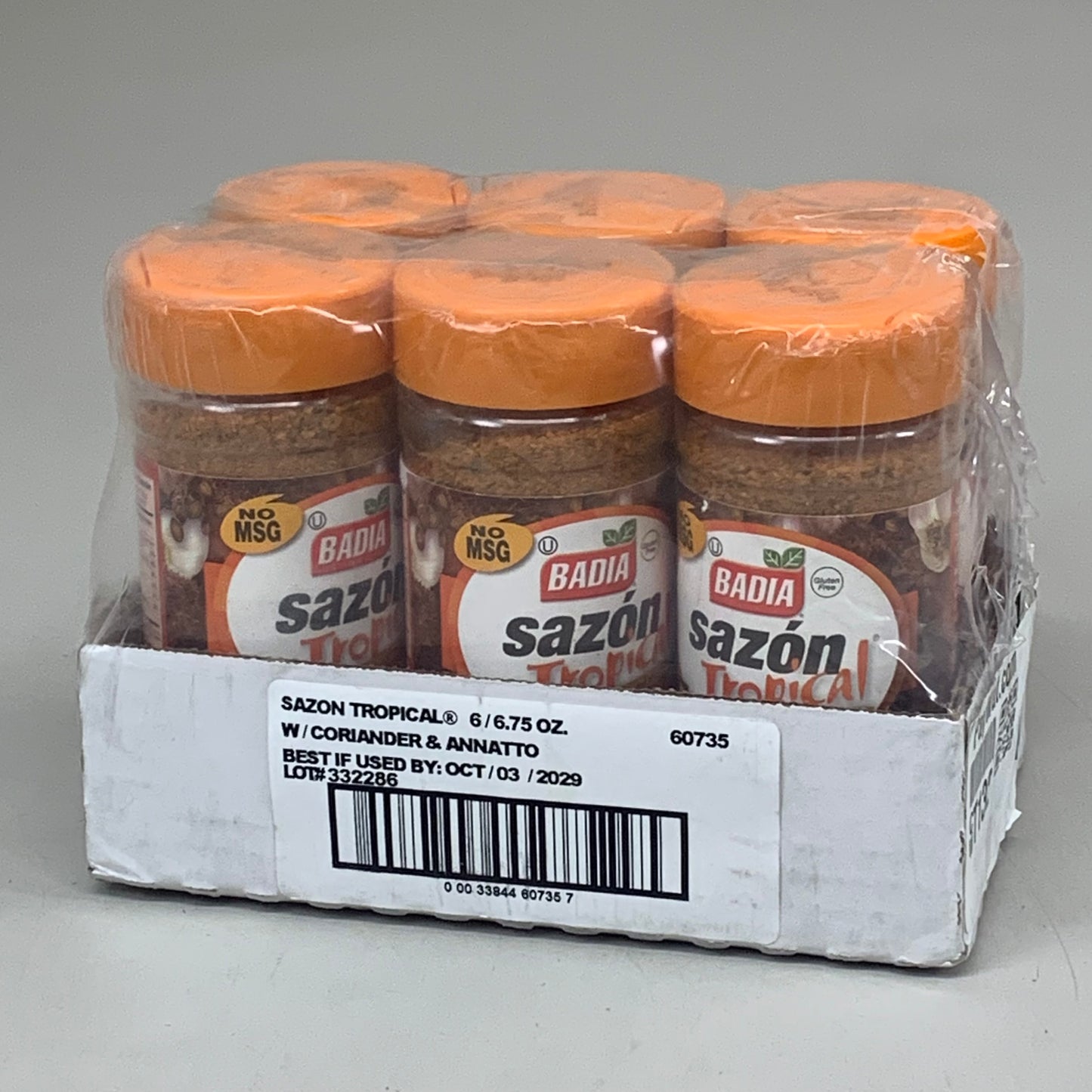 BADIA (6 PACK) Sazon Tropical W/ Coriander & Annato Gluten Free BB 10/29 6.75 Oz