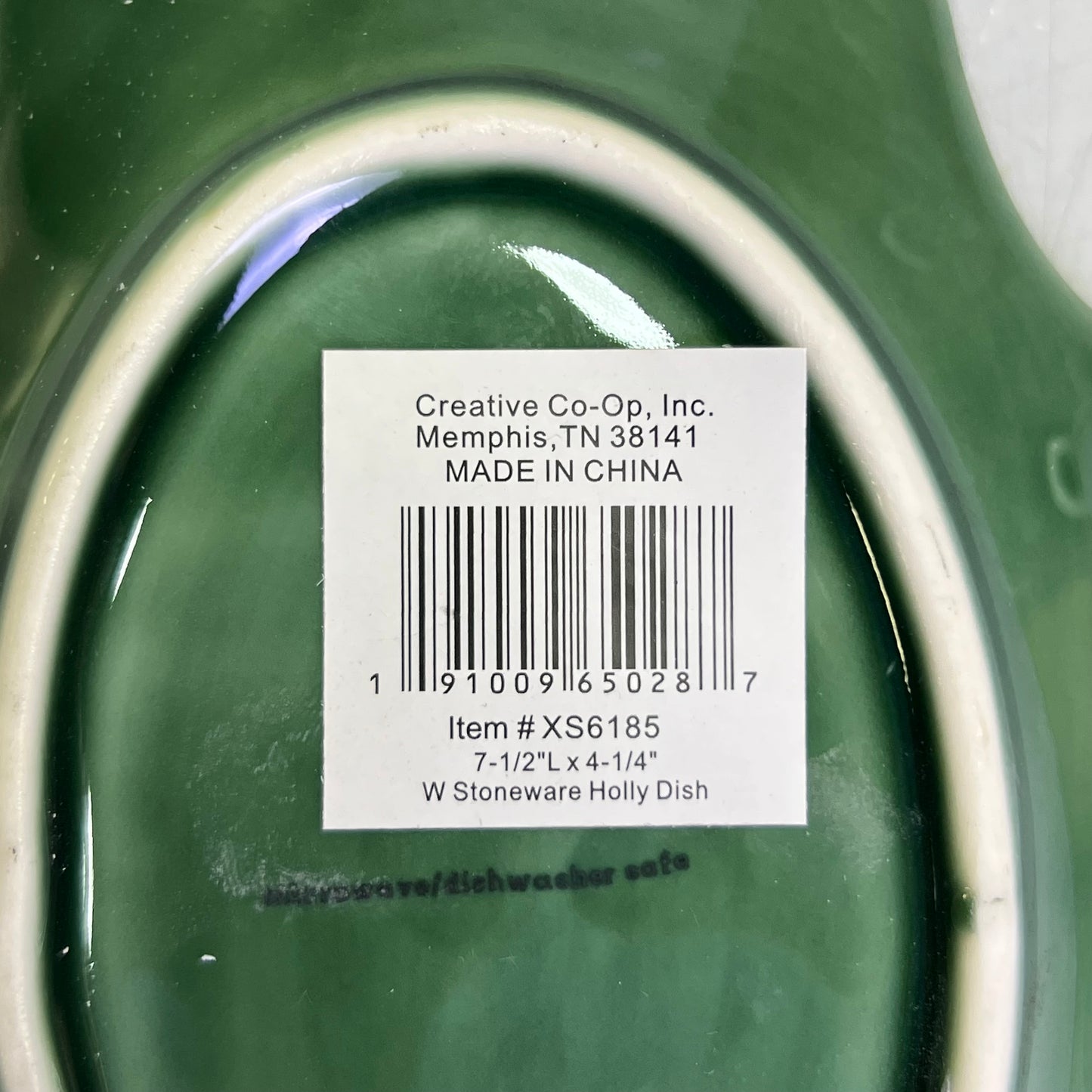 CREATIVECO-OP Stoneware Holly Dish Sz 7-1/2"L x 4-1/4"W, XS6185