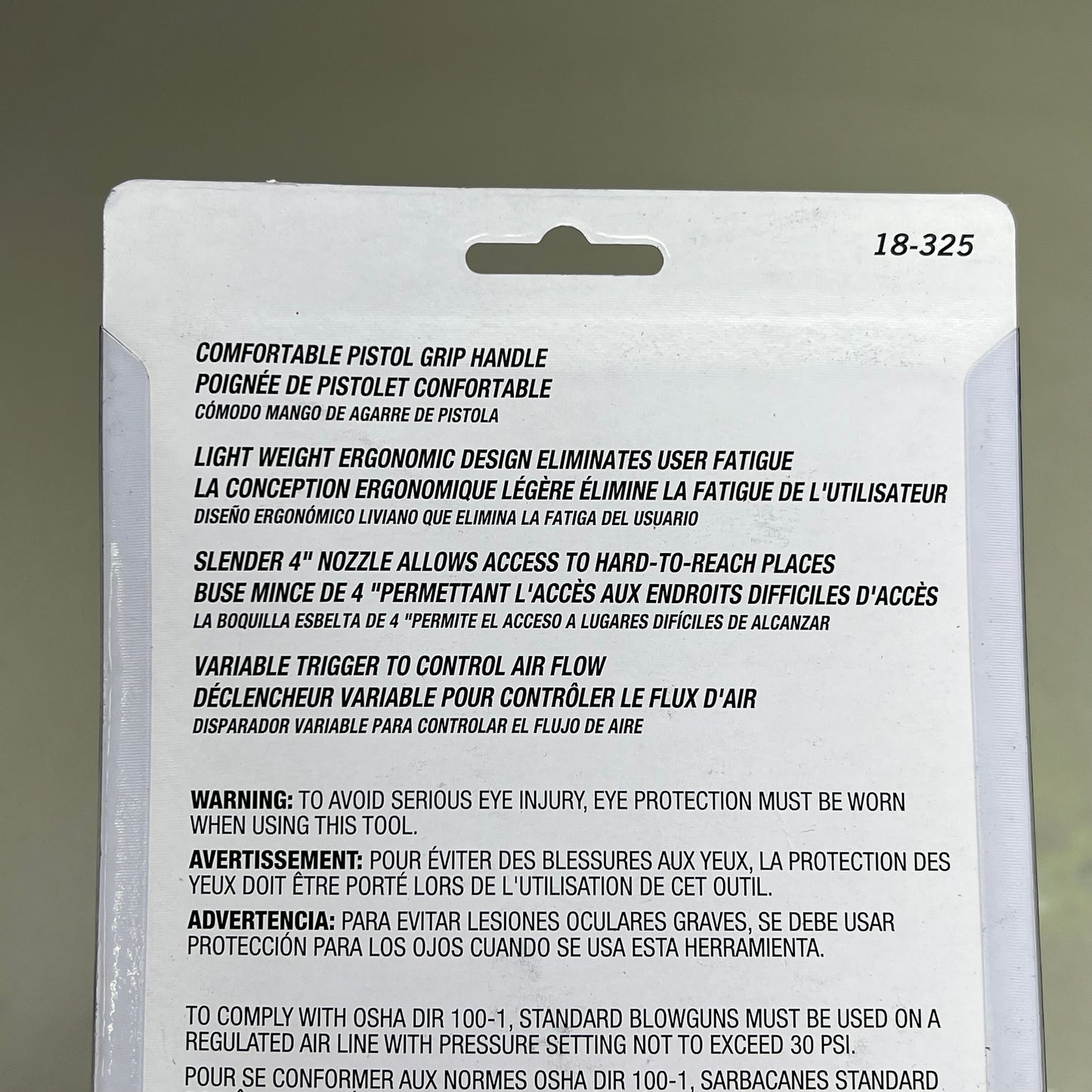 ZA@ TRU-FLATE Plastic Handled Trigger Style Standard Blowgun 1/4" female NPT 18-325