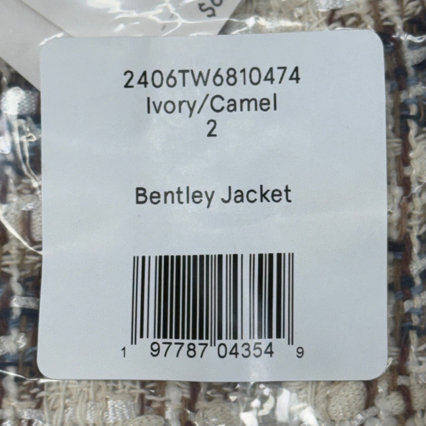 VERONICA BEARD Bentley Tweed Jacket Sz-2 Ivory/Camel 2406TW6810474