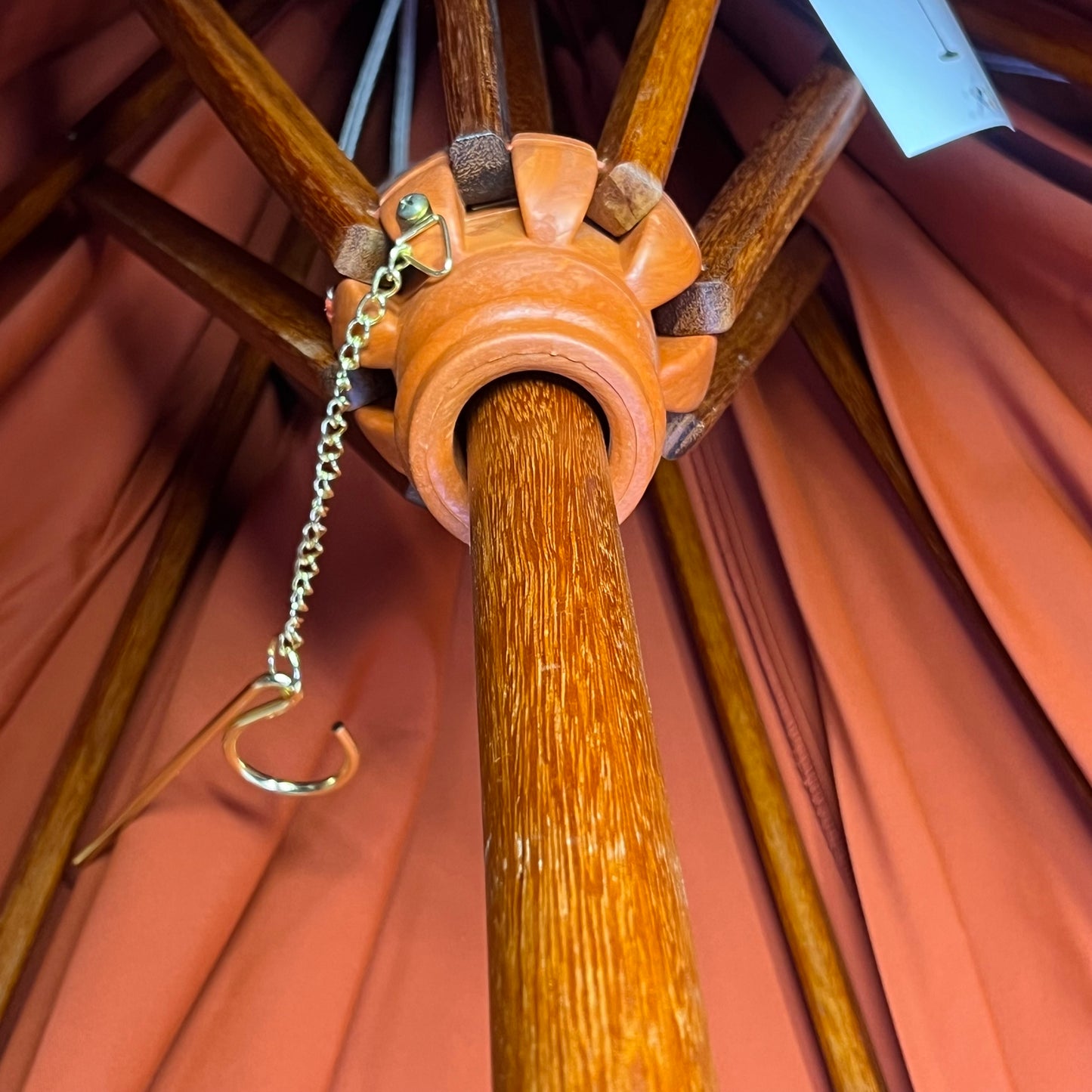 GROSFILLEX Wooden Market Outdoor Umbrella 7' Fits 1-1/2" Holes Terra Cotta