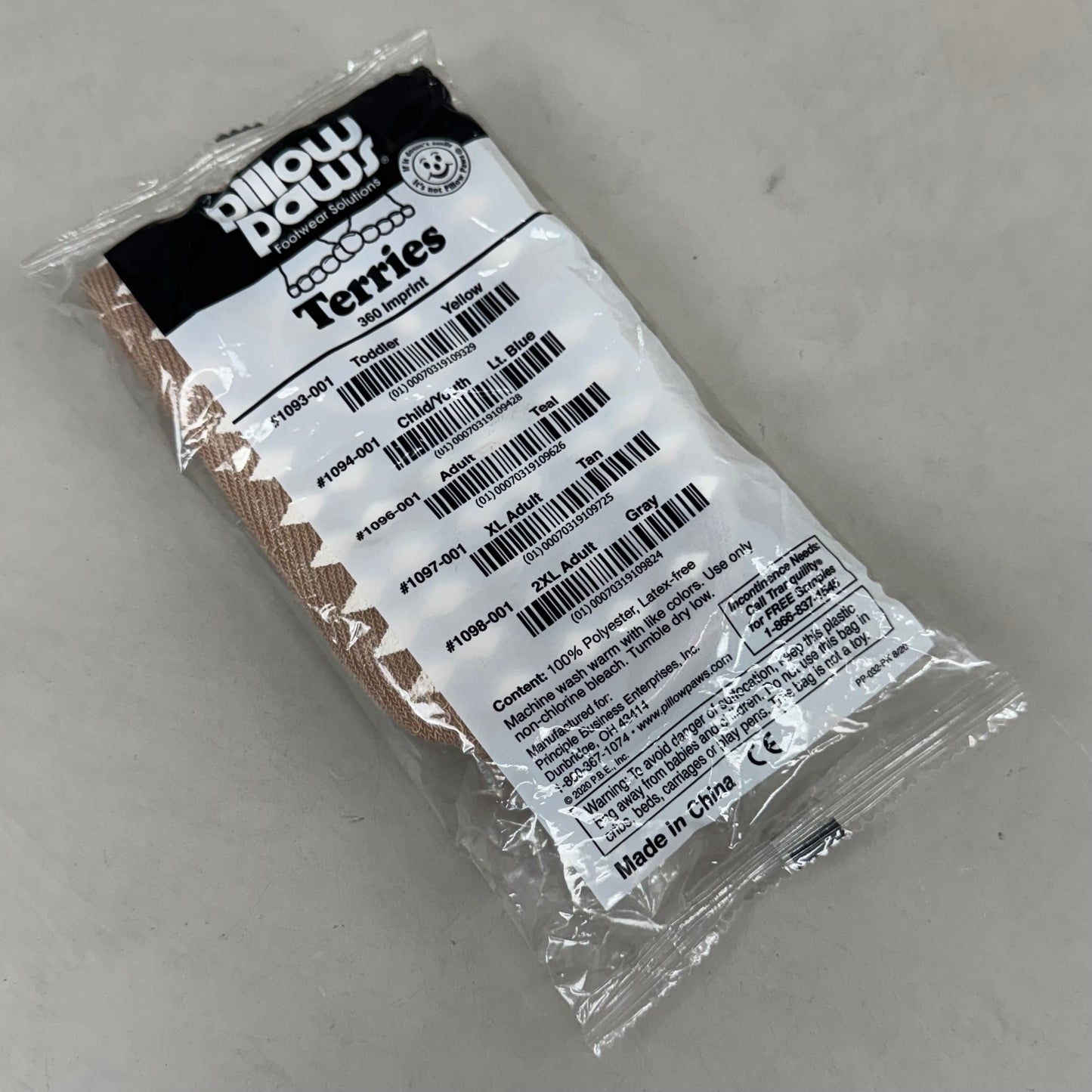 PILLOW PAWS (4 PACK) Unisex Non-Skid Slipper Socks  Adult XL Tan