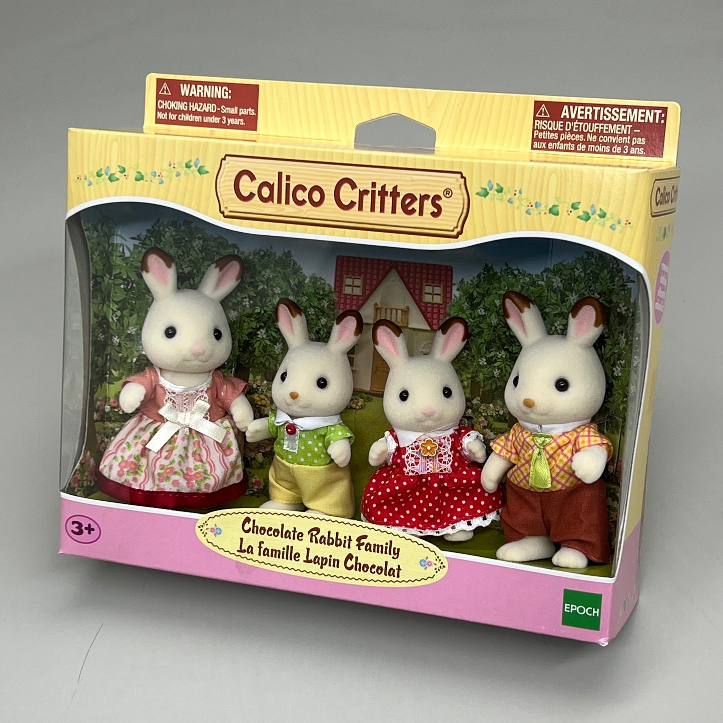 CALICO CRITTERS Chocolate Colored Ear Tip Rabbit Family 4 Posable Figure CC2028