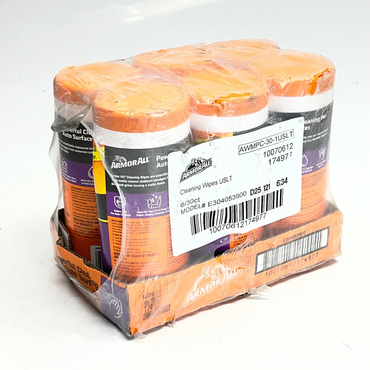 ZA@ ARMOR ALL (6 PACK) Car Interior Protectant Wipes 30 Wipes Sz 7" X 8", White 177421 (AS-IS, Some Containers are Damaged) A